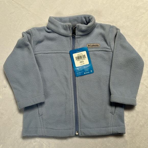 Columbia Full Zip Fleece Jacket Youth 2T Castle Dale Light Dusty Blue Pockets - Picture 1 of 8